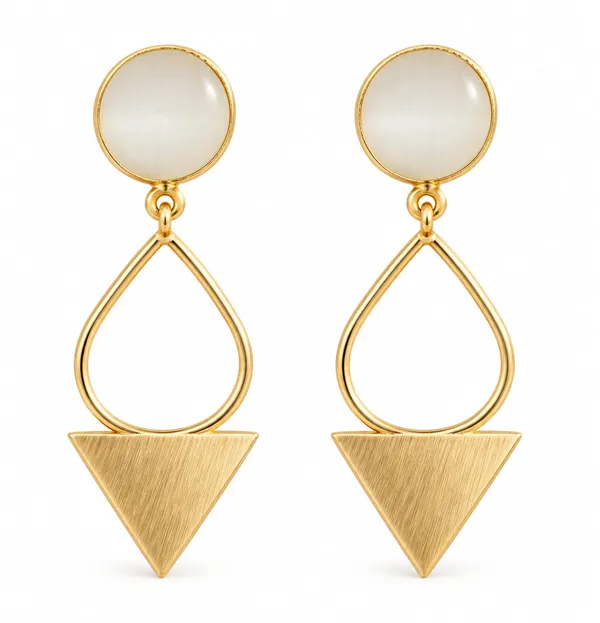 Gold_Tone_White_Accent_Geometric_Teardrop_Drop_Earrings_For_Women