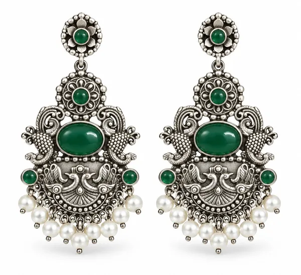 Green_Silver_Oxidised_Stone_Drop_Earrings_For_Women