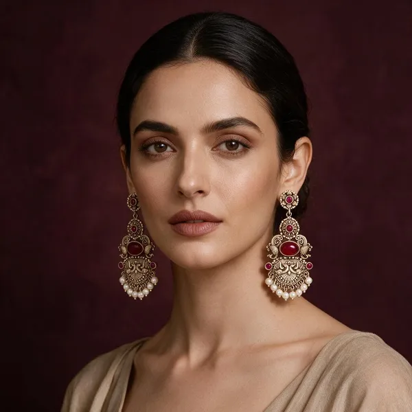 Silver_Tone_Red_Stone_Floral_Drop_Jhumka_Earrings_For_Women