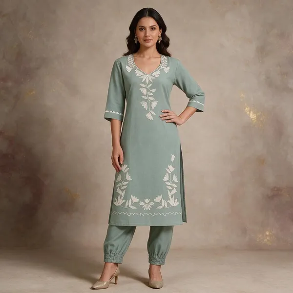 Sage_Green_Floral_Embroidered_A-Line_Kurta_Set_For_Women