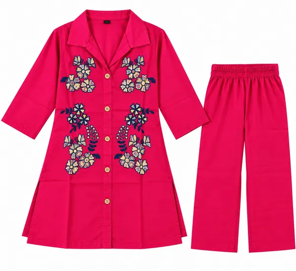 Pink_Floral_Embroidered_Flared_Co_Ord_Set_For_Women