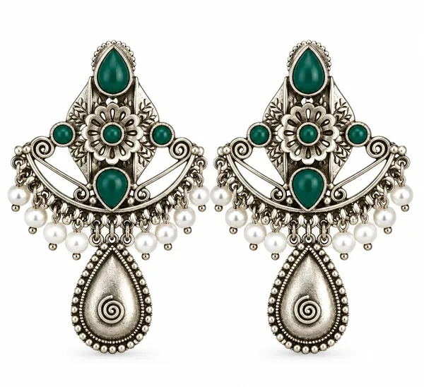 Green_Silver_Oxidized_Stone_Floral_Statement_Earrings_For_Women