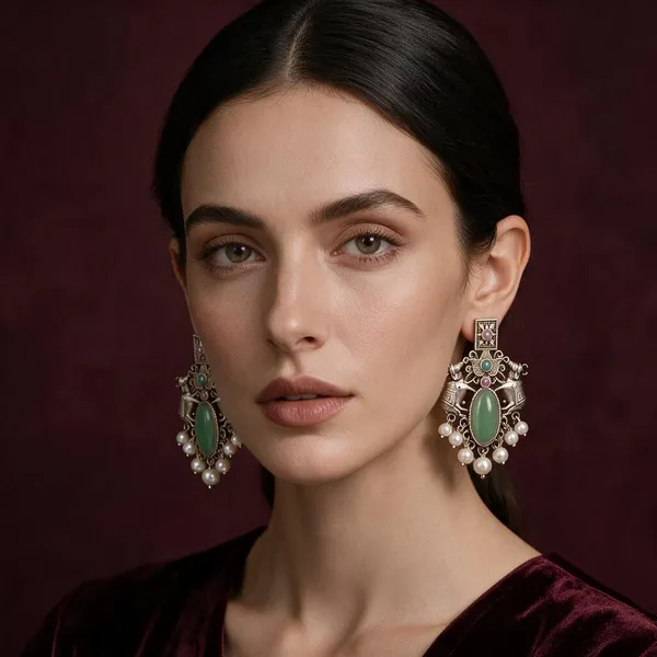 Silver_Tone_Stone_Studded_Chandelier_Drop_Earrings_For_Women