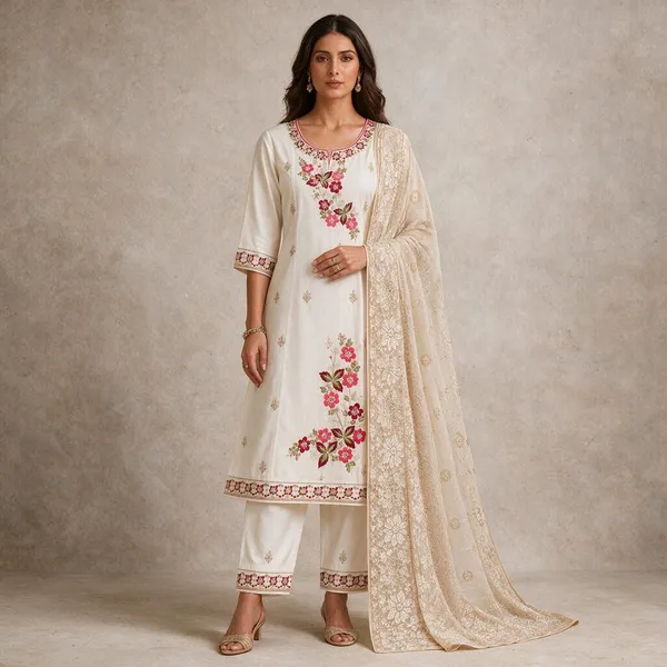Ivory_Floral_Embroidered_Straight_Kurta_Set_For_Women