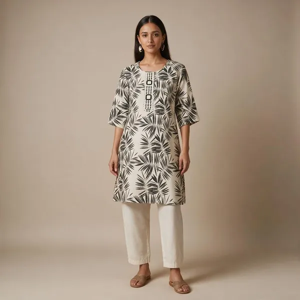 White_Leaf_Printed_Straight_Co_Ord_Set_For_Women