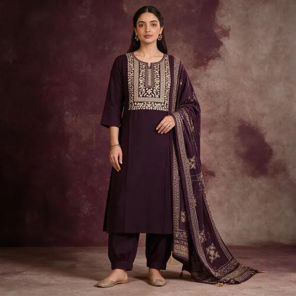 Purple_Embroidered_Straight_Kurta_Set_For_Women