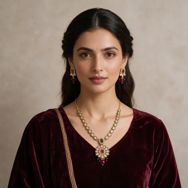Gold_Tone_Kundan_Stone_Necklace_And_Earrings_Set_For_Women
