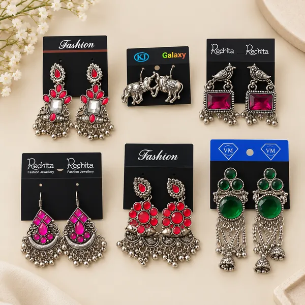 Multicolor_Oxidised_Stone_Drop_Chandelier_Earrings_Set_For_Women_Pack_Of_6