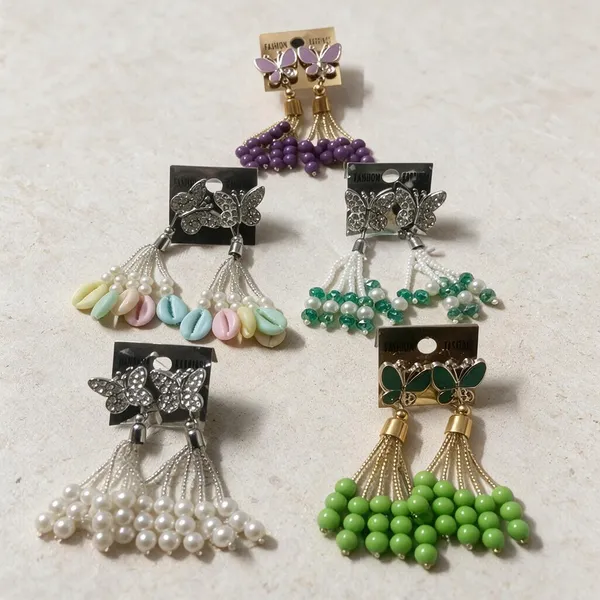 Multicolour_Alloy_Butterfly_Tassel_Drop_Earrings_Set_For_Women_Pack_Of_5