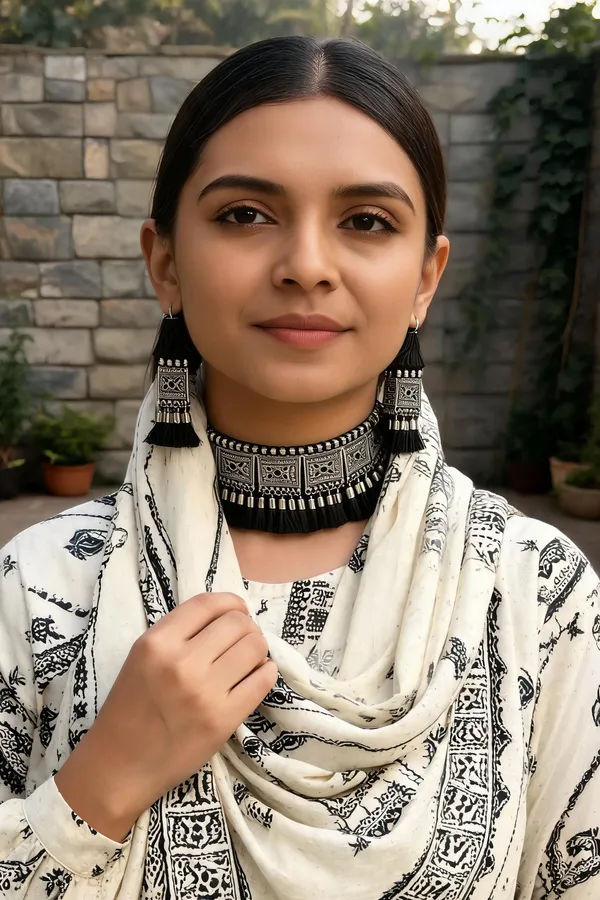 Black_Oxidised_Metal_Tassel_Choker_Necklace_Set_For_Women__Pack_Of_2