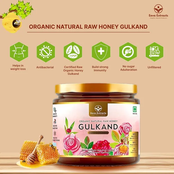 Eeva_Extracts_Organic_Natural_Honey_Gulkand_I_Rose_Petal_Jam_I_Rosa_Centifolia_Pink_Rose_I_Organic_Himalayan_Multiflora_Honey_I_Using_Sun_Cooked_I_250_Gram