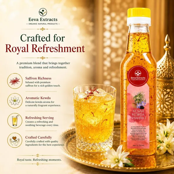 Eeva_Extracts_Natural_Pure_Kesar_Kewda_Extracts_Sharbat_I_No_Added_Water_Content_I_Transparent_I_No_Artificial_Colors_And_Flavors_I_Authentic_Taste_I_Instant_Ready_Drink_With_Milk_Or_Water_2_Piece_Ctc_Neck_Cap_I_Cool_Refreshing_Summer_Drink_700_Ml