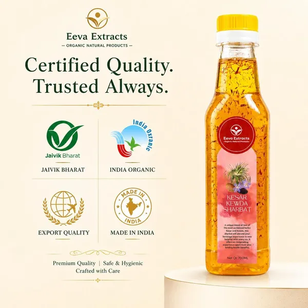Eeva_Extracts_Natural_Pure_Kesar_Kewda_Extracts_Sharbat_I_No_Added_Water_Content_I_Transparent_I_No_Artificial_Colors_And_Flavors_I_Authentic_Taste_I_Instant_Ready_Drink_With_Milk_Or_Water_2_Piece_Ctc_Neck_Cap_I_Cool_Refreshing_Summer_Drink_700_Ml