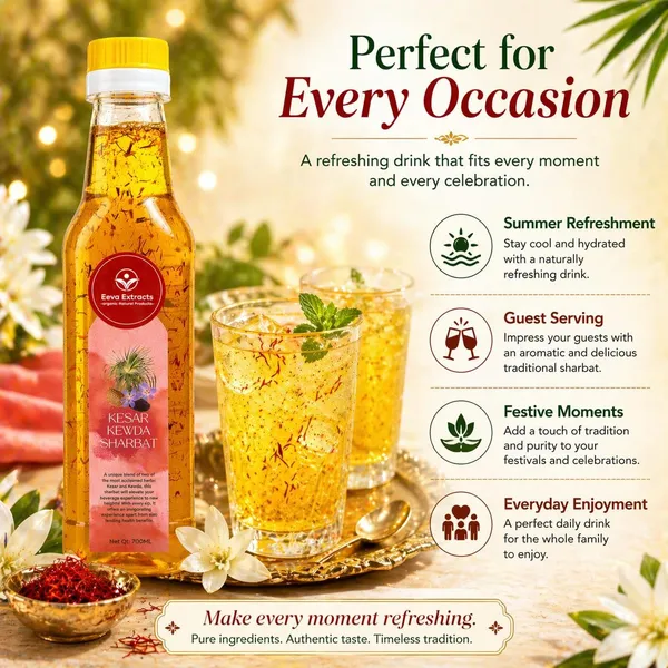 Eeva_Extracts_Natural_Pure_Kesar_Kewda_Extracts_Sharbat_I_No_Added_Water_Content_I_Transparent_I_No_Artificial_Colors_And_Flavors_I_Authentic_Taste_I_Instant_Ready_Drink_With_Milk_Or_Water_2_Piece_Ctc_Neck_Cap_I_Cool_Refreshing_Summer_Drink_700_Ml