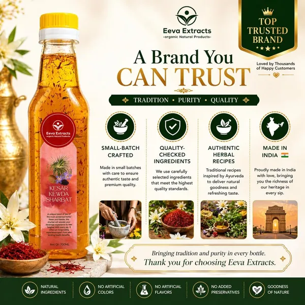 Eeva_Extracts_Natural_Pure_Kesar_Kewda_Extracts_Sharbat_I_No_Added_Water_Content_I_Transparent_I_No_Artificial_Colors_And_Flavors_I_Authentic_Taste_I_Instant_Ready_Drink_With_Milk_Or_Water_2_Piece_Ctc_Neck_Cap_I_Cool_Refreshing_Summer_Drink_700_Ml