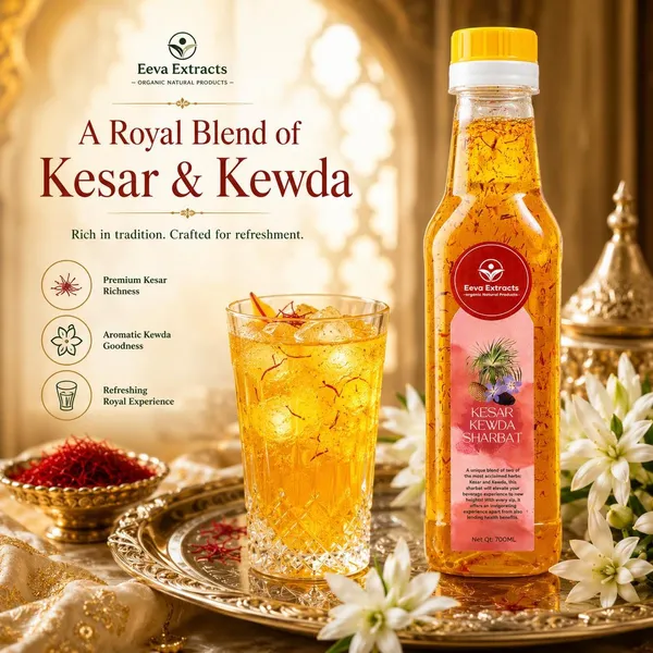 Eeva_Extracts_Natural_Pure_Kesar_Kewda_Extracts_Sharbat_I_No_Added_Water_Content_I_Transparent_I_No_Artificial_Colors_And_Flavors_I_Authentic_Taste_I_Instant_Ready_Drink_With_Milk_Or_Water_2_Piece_Ctc_Neck_Cap_I_Cool_Refreshing_Summer_Drink_700_Ml