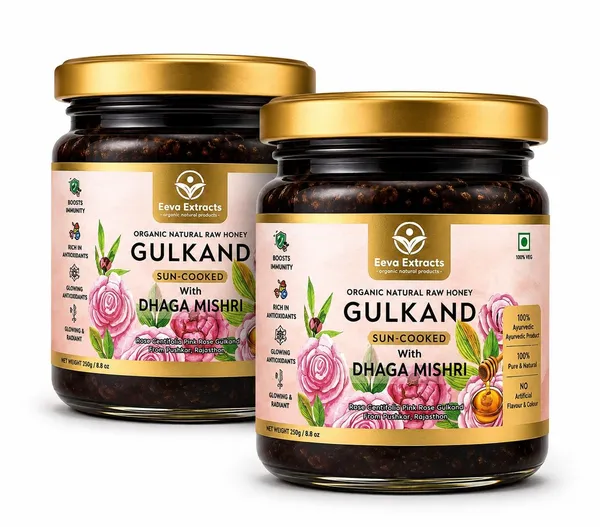 Eeva_Extracts_Sun_Cooked_Rose_Gulkand_No_Refined_Sugar_Sweetened_With_Dhaga_Mishri_Organic_Honey_Certified_Organic_Ayurvedic_Coolant_Supports_Gut_Health_Digestion_I_Pack_Of_2_250_Gm_Each