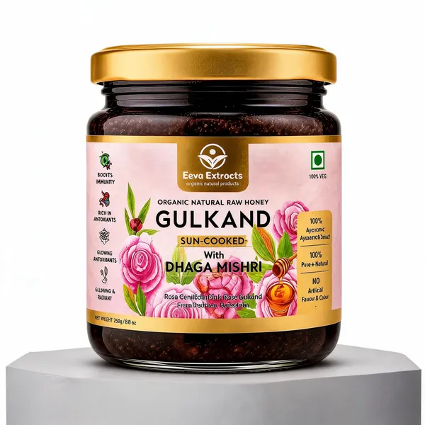 Eeva_Extracts_Sun_Cooked_Rose_Gulkand_250G_No_Refined_Sugar_Sweetened_With_Dhaga_Mishri_Organic_Honey_Certified_Organic_Ayurvedic_Coolant_Supports_Gut_Health_Digestion