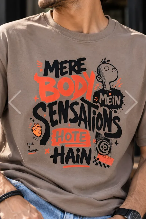 Lo_Do_Mere_Body_Sensations_Graphic_T_Shirt_For_Men_Taupe_Taupe