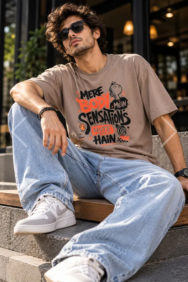 Lo_Do_Mere_Body_Sensations_Graphic_T_Shirt_For_Men_Taupe_Taupe