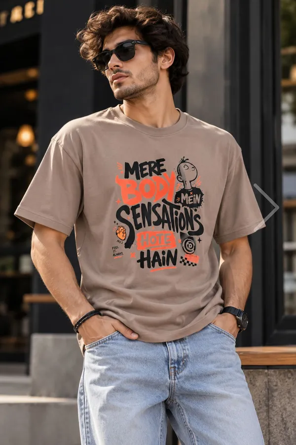 Lo_Do_Mere_Body_Sensations_Graphic_T_Shirt_For_Men_Taupe_Taupe