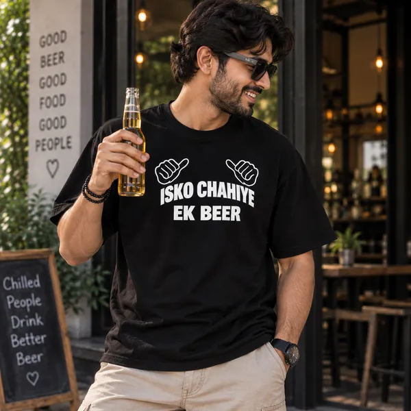 Unisex_Pack_Of_2_Oversized_T_Shirts_Couple_T_Shirts_Beer_And_High_One_Piece_Each_Black
