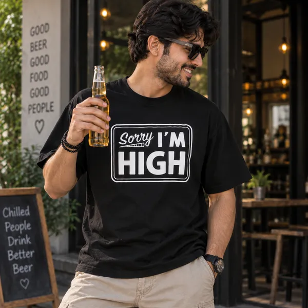 Unisex_Pack_Of_2_Oversized_T_Shirts_Couple_T_Shirts_Beer_And_High_One_Piece_Each_Black