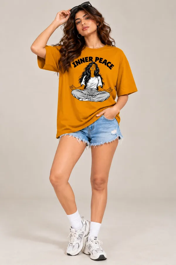 Lo_Do_Inner_Peace_Graphic_Oversized_T_Shirt_For_Women_Mustard_Yellow_Mustard