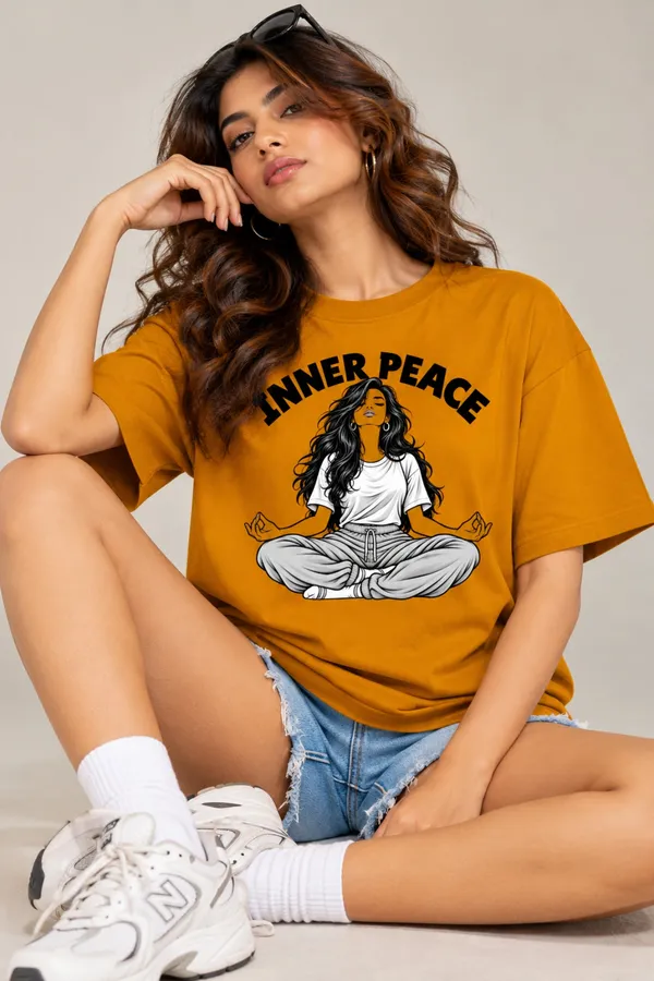 Lo_Do_Inner_Peace_Graphic_Oversized_T_Shirt_For_Women_Mustard_Yellow_Mustard