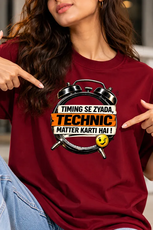 Lo_Do_Timing_Se_Zyada_Technic_Matter_Karti_Hai_Oversized_T_Shirt_For_Women_Burgundy_Burgundy