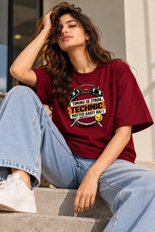 Lo_Do_Timing_Se_Zyada_Technic_Matter_Karti_Hai_Oversized_T_Shirt_For_Women_Burgundy_Burgundy