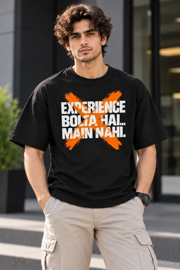 Lo_Do_Experience_Bolta_Hai_Main_Nahi_Oversized_Black_Graphic_T_Shirt_For_Men_Black