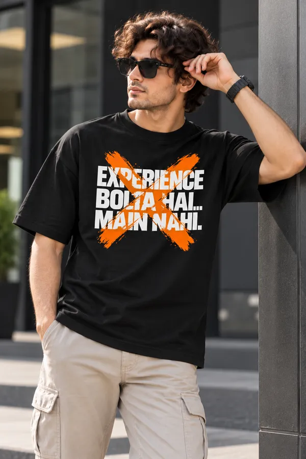 Lo_Do_Experience_Bolta_Hai_Main_Nahi_Oversized_Black_Graphic_T_Shirt_For_Men_Black