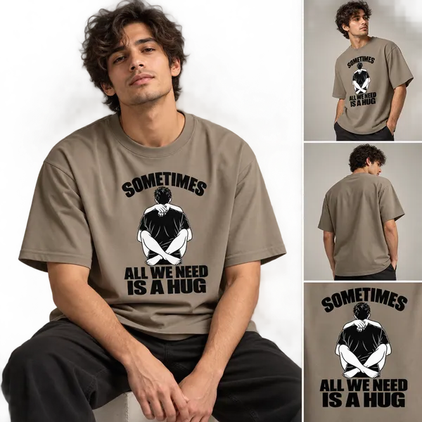 Lo_Do_Sometimes_All_We_Need_Is_A_Hug_Oversized_Graphic_T_Shirt_Taupe_Taupe