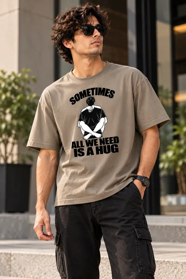 Lo_Do_Sometimes_All_We_Need_Is_A_Hug_Oversized_Graphic_T_Shirt_Taupe_Taupe