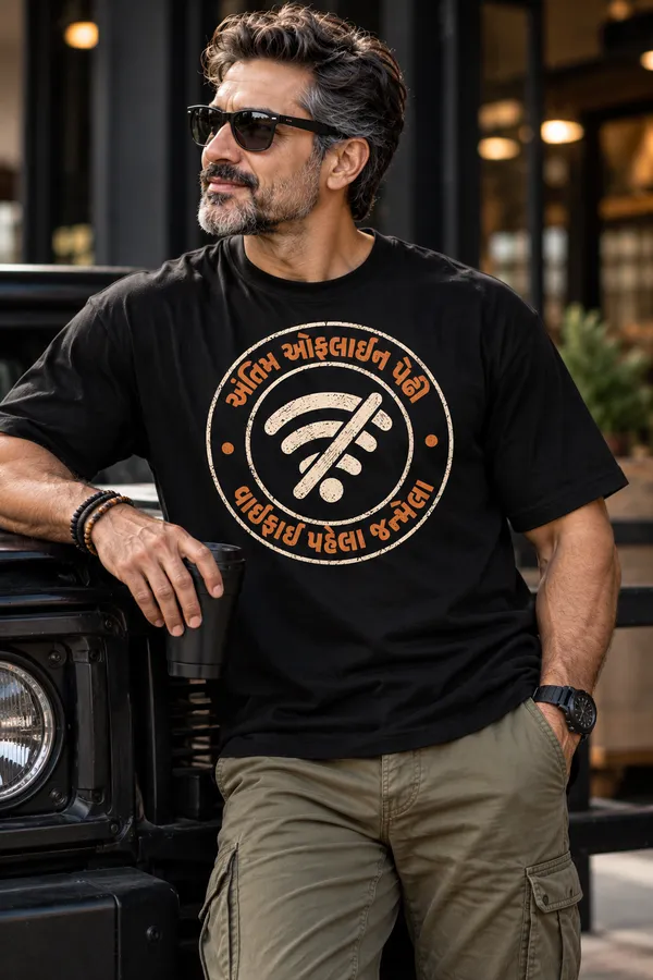 Lo_Do_Offline_Generation_Gujarati_Graphic_T_Shirt_Black
