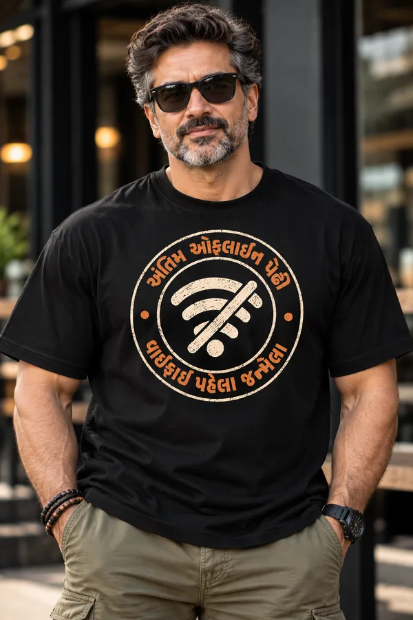 Lo_Do_Offline_Generation_Gujarati_Graphic_T_Shirt_Black
