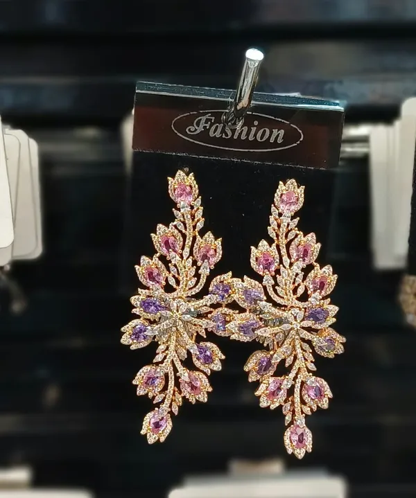 Pink_Brass_Drop_Earrings_For_Women