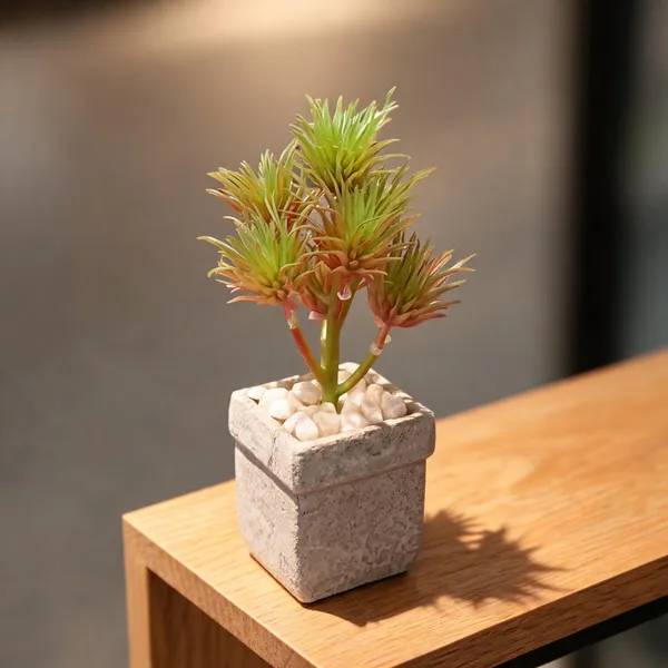 White_And_Green_Concrete_Plant_Pot_For_Home_Decor