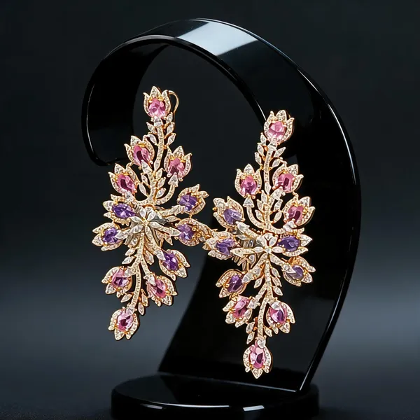 Pink_Brass_Drop_Earrings_For_Women