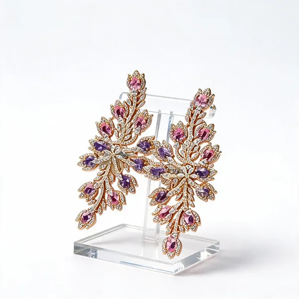 Pink_Brass_Drop_Earrings_For_Women
