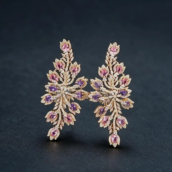 Pink_Brass_Drop_Earrings_For_Women