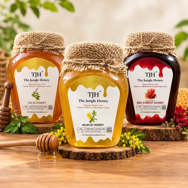 Tjh_Signature__Collection_Acacia,_Tulsi_Infused_Raw_Honey_With_Wooden_Dipper,_Red_Forest_Raw_Honey_Pack_Of_3