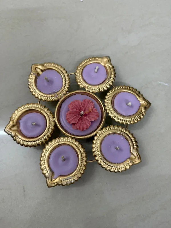 Gold-Tone_Floral_Diya_Candle_Holder_Set