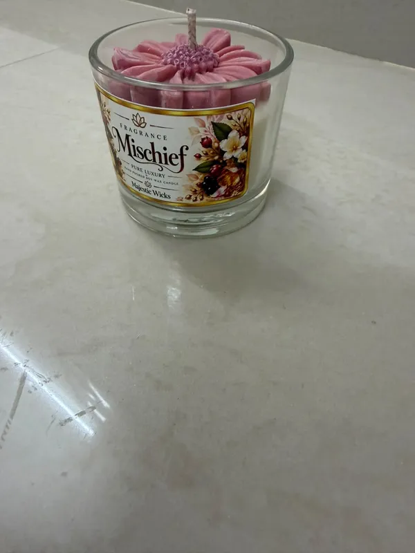 Soy_Wax_Glass_Floral_Pink_Flower_Shaped_Decorative_Candle