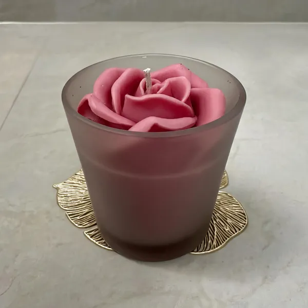 Wax_Glass_Floral_Rose_Shaped_Decorative_Candle_With_Holder