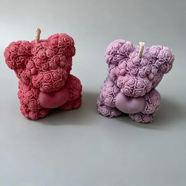 Wax_Rose_Textured_Bear_Shaped_Decorative_Candle_Set_Of_2