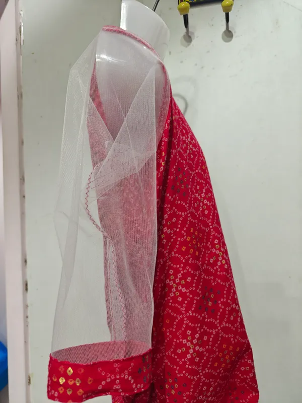 Red_Cotton_Net_Printed_Lehenga_Skirt_With_Dupatta_For_Girls