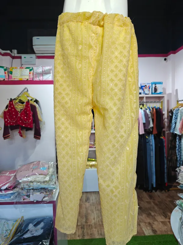 Yellow_Cotton_Lace_Peplum_Top_And_Trouser_Set_For_Girls