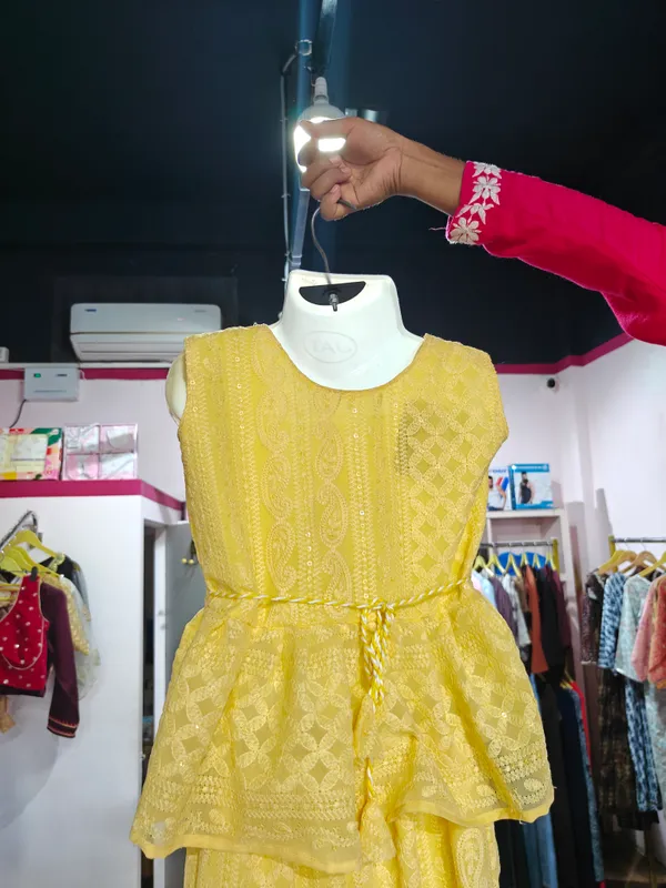 Yellow_Cotton_Lace_Peplum_Top_And_Trouser_Set_For_Girls